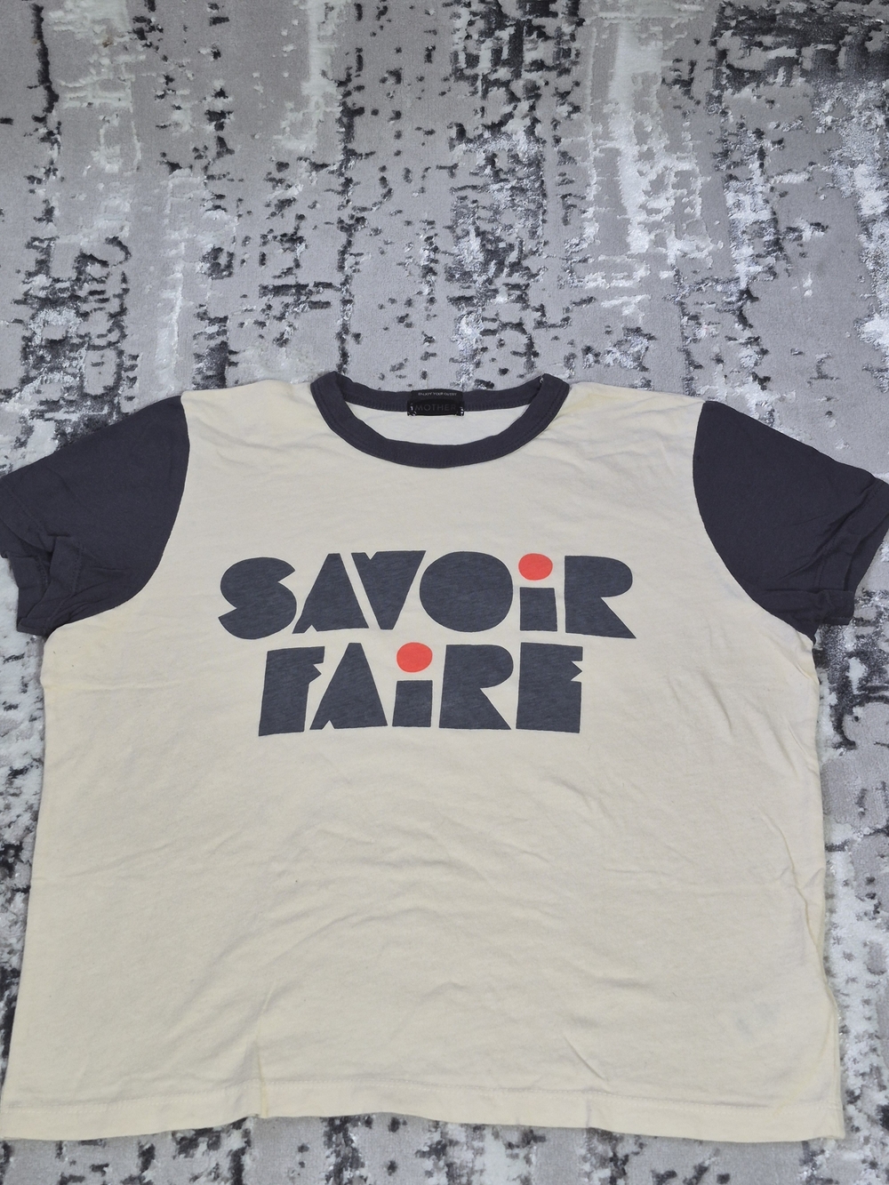 Mother The Goodie Goodie Cream Ringer Tee SAVOIR FAIRE SZ S USA
